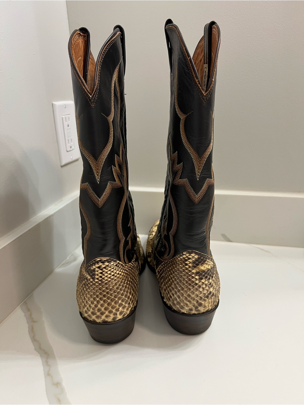 Nocona Black and Gold Exotic Python Western Boots - Picture 3 of 10